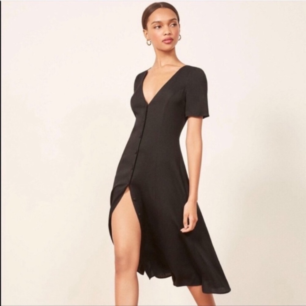 Reformation black locklin midi dress size 8